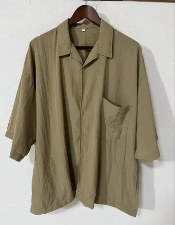 MUJI LABO 바람이 통하는 오픈 카라 셔츠/자켓 5부 기장 S-M