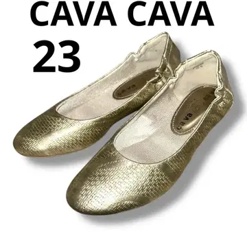 레어템 CAVA CAVA 골드 플랫 셔링 발레 슈즈 23.0