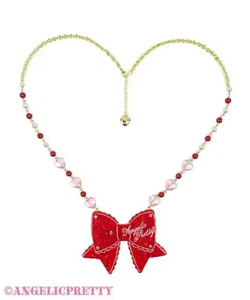 Angelic Pretty 반짝임 리본 목걸이 아카