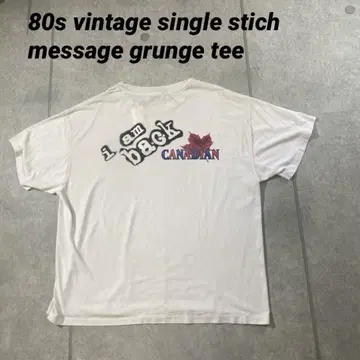 80s 싱글 스티치 메시지 그런지 USA제 Hanes 화이트 XL