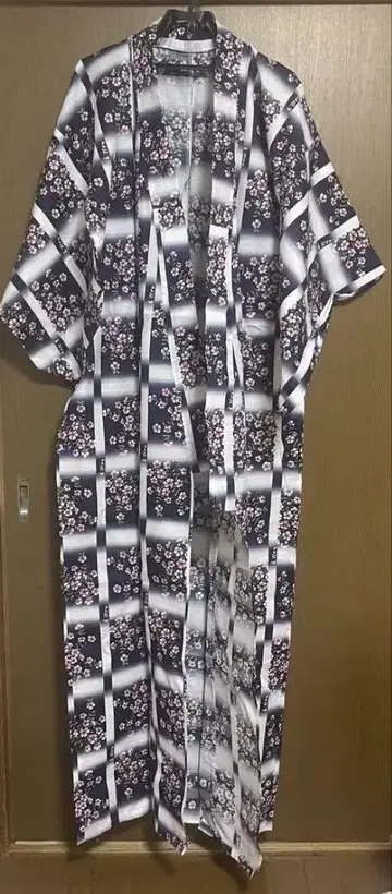 꽃무늬 네이비 유카타 프리 사이즈 오비 세트