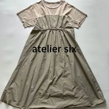 아틀리에 식스 이소재 도킹 티셔츠 원피스 롱 바이컬러