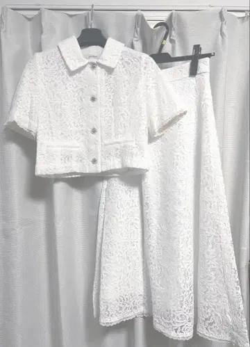 Roem 로엠 셋업 반팔 자켓 스커트 레이스 한국 수입