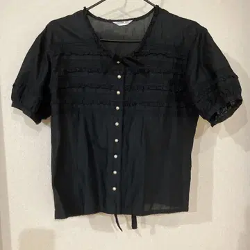 카네코 이사오 블랙 면 론 블라우스 핑크 하우스