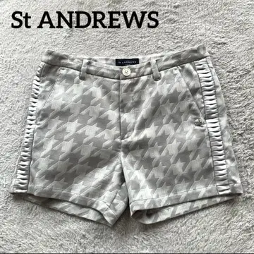 St ANDREWS 헤링본 하운드투스 체크 스트레치 숏 팬츠 S