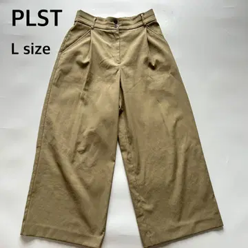 PLST L 사이즈 린넨 혼방 턱 와이드 팬츠 카키
