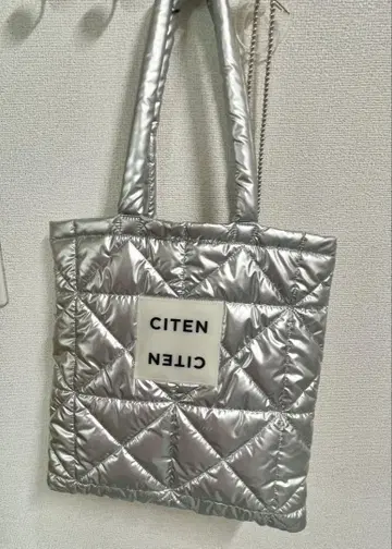 CITEN 패딩 토트백 퀼팅 실버 시텐