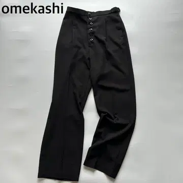 omekashi 사이드 벨트 스트레이트 팬츠 슬랙스 테로테로 소재