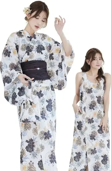2부식(세퍼레이트) 유카타 3개 세트(겉옷, 원피스, 오비, 복조리)