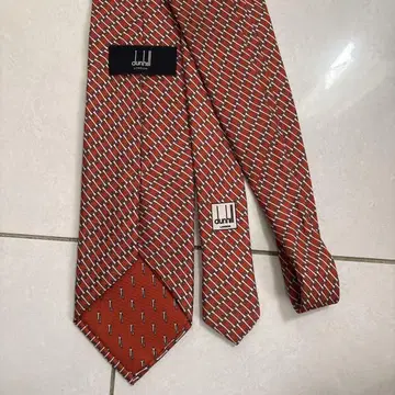 던힐 dunhill 기하학 패턴 넥타이 오렌지