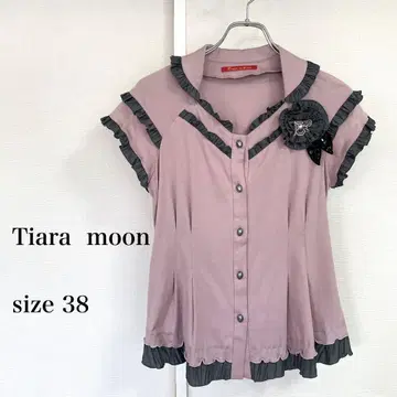 Tiara moon 프릴 반팔 셔츠 스모키 핑크 size 38
