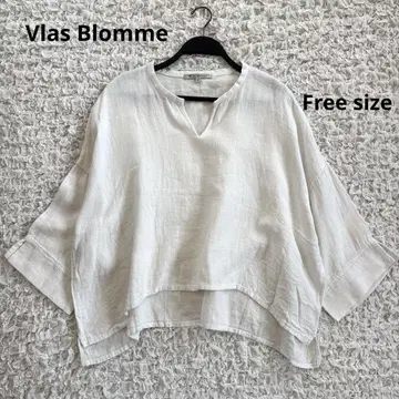 Vlas Blomme 코튼 린넨 스키퍼 블라우스 화이트