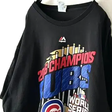 MLB UBS 시카고 컵스 월드 시리즈 티셔츠 XL 블랙 검정 구제 의류