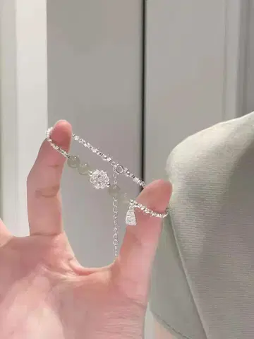 실버 플라워 모티브 팔찌