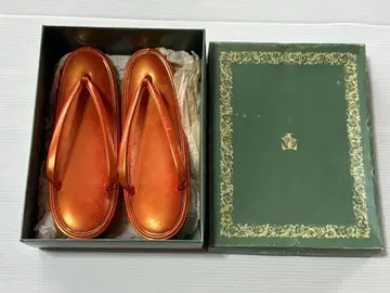 오렌지 컬러 합성 피혁 일본 나막신