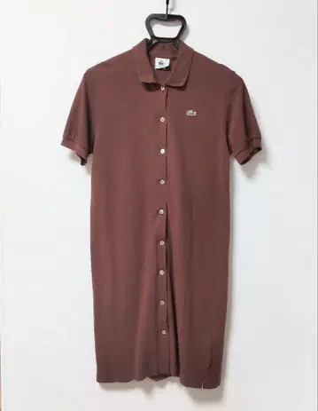 라코스테 브라운 반팔 원피스 전개 버튼