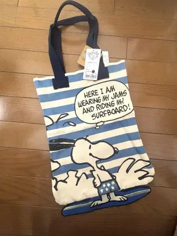 SNOOPY 서핑보드 토트백 블루