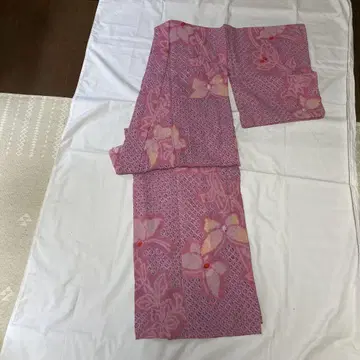 핑크 짜기 꽃무늬 유카타