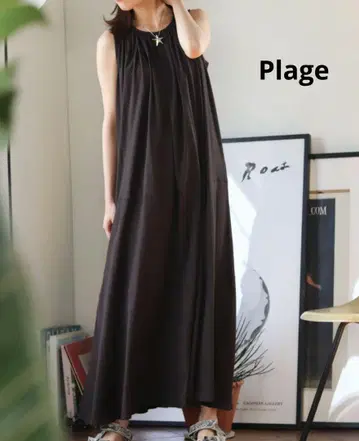 Plage 티어드 원피스 슬리브리스 블랙 36