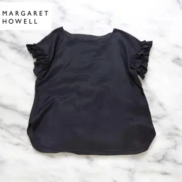 MARGARET HOWELL 소매 프릴 탑 코튼 실크
