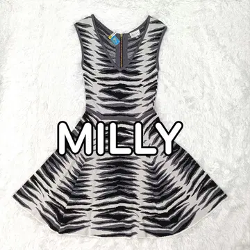 MILLY 밀리 드레스 원피스 슬리브리스 V넥 제브라 패턴
