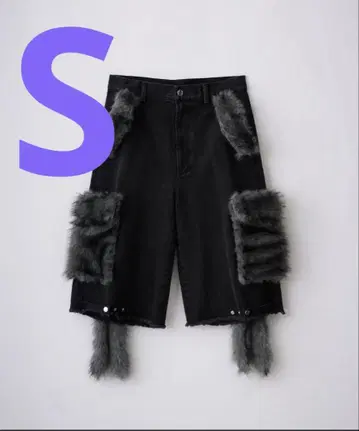 S 퍼 포켓 디자인 하프 데님 카고 팬츠
