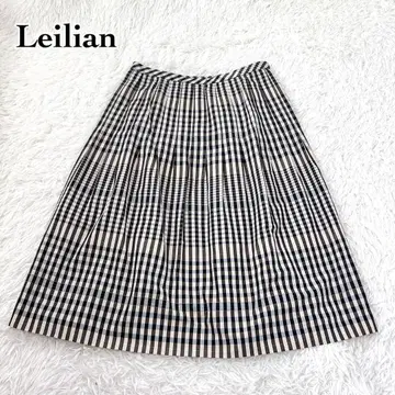 새상품급 Leilian 레리안 깅엄 체크 스커트 11호 일본제 고급