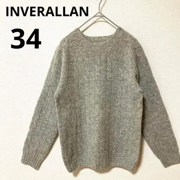 INVERALLAN 인버 아란 34 울 니트 스웨터 그레이