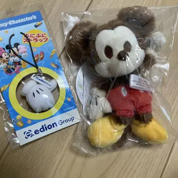 미키 마우스 봉제 인형 약 14cm 스트랩 포함 덤