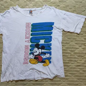 미키 반팔 티셔츠 DISNEY 화이트 아메카지 박스 실루엣