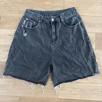 메종 프린스 다크 그레이 하프 팬츠 데미지 가공 숏 팬츠 숏 팬츠