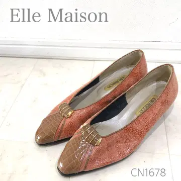 Elle Maison 바이컬러 크로커다일 패턴 로우 힐 펌프스