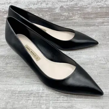439 자라 블랙 가죽 펌프스 스틸레토 하이힐 39/약 25cm