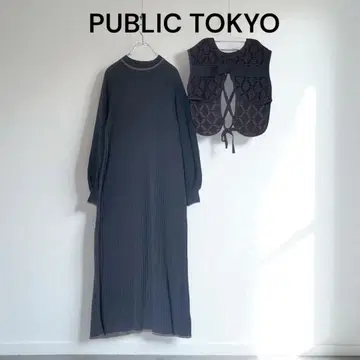 새상품급 PUBLIC TOKYO 퍼블릭 도쿄 콤비 니트 원피스