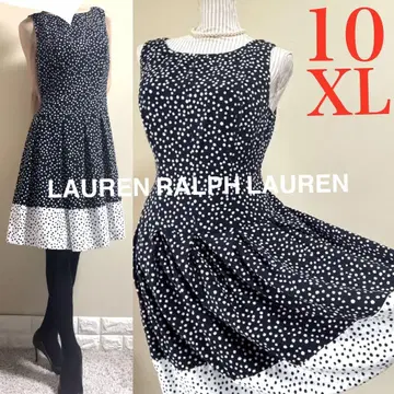 빅 사이즈 LAUREN 랄프 로렌 배색 도트 원피스 10 XL