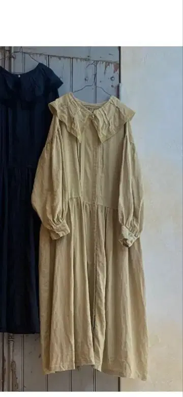 nest robe 린넨 천연 염색 레이스 탈부착 카라 원피스