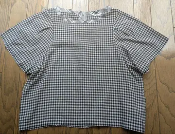 45R 손으로 짠 깅엄 체크 블라우스 45rpm