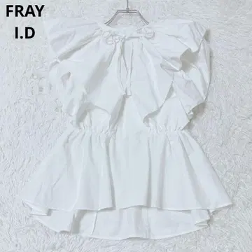 프레이 아이디 더블 퍼프 코튼 블라우스 리본 페플럼 성숙 큐트