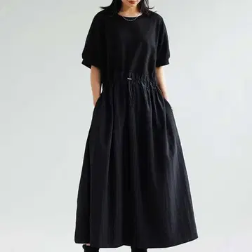 antiqua 드로스트 절개 도킹 원피스 블랙