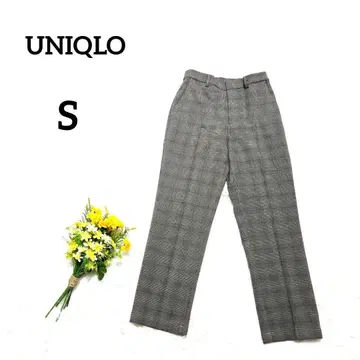 유니클로 체크 무늬 슬랙스 S 그레이 안감 부착 스트레치