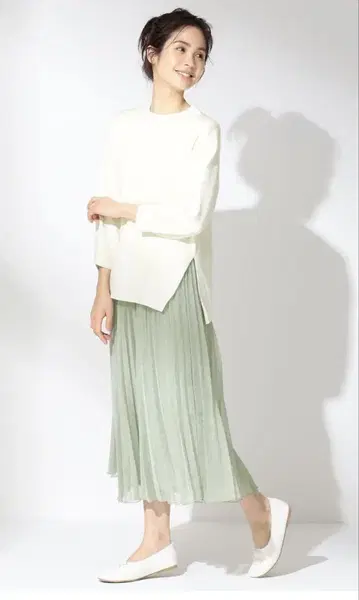 any FAM 시어 아코디언 플리츠 스커트