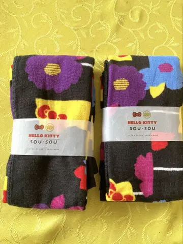 이마바리산 HELLO KITTY 꽃무늬 타월 2장 세트