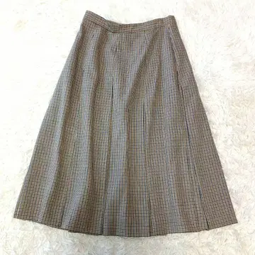 Aquascutum 턱 플리츠 스커트 클럽 체크 무늬 9