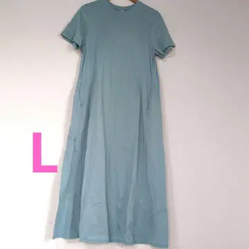 스카이블루 반팔 롱 원피스 L 사이즈