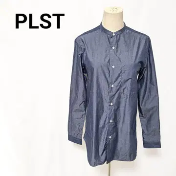 PLST 플라스테 밴드 카라 셔츠 데님풍 S 긴팔 캐주얼 고급