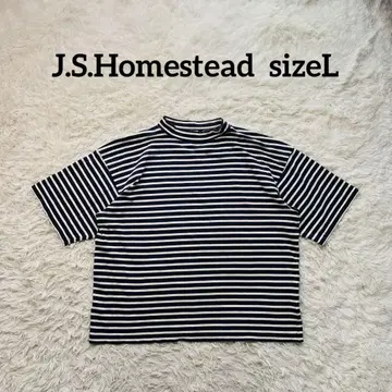 J.S.Homestead 모크넥 반팔 와이드 보더 티셔츠 L