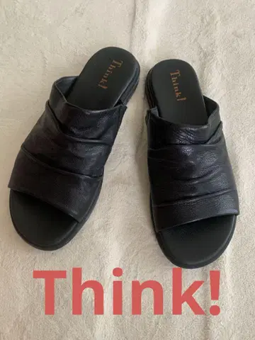 미사용 think! 싱크 가죽 샌들 38