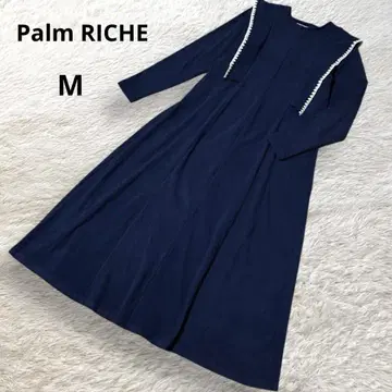 Palm RICHE 긴팔 플레어 원피스 롱 기장 마쉬멜로우 터치 자수 M