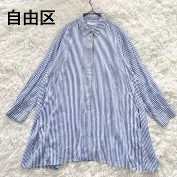 자유구 빅 사이즈 롱 셔츠 튜닉 4L 스트라이프 2way