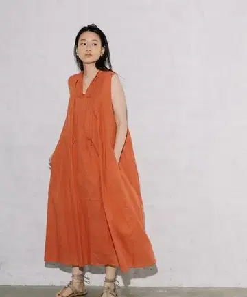 오드리 앤 존 워드 인도 코튼 핀턱 롱 원피스